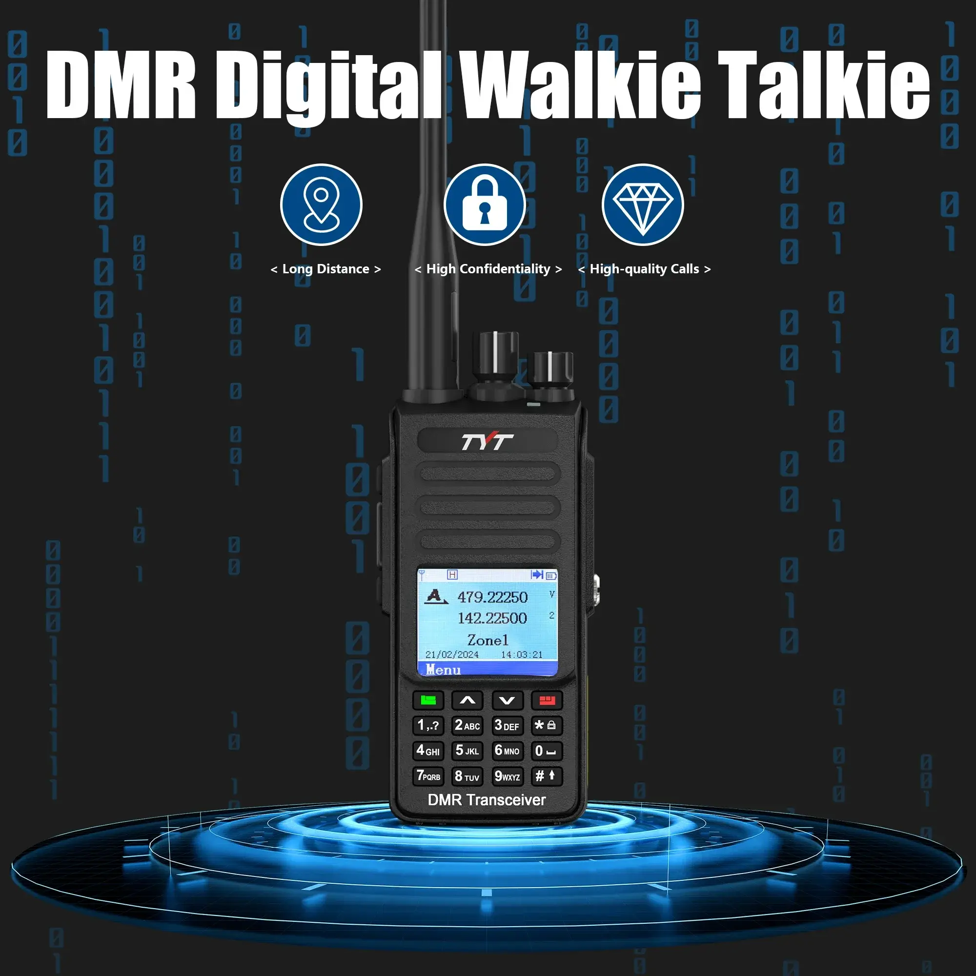 TYT MD-UV390 Plus Waterproof DMR Walkies Talkies 10W/5W GPS AES256 DMR UHF VHF 3000CH IP67 Compatible with Mototrbo Tier l & ll