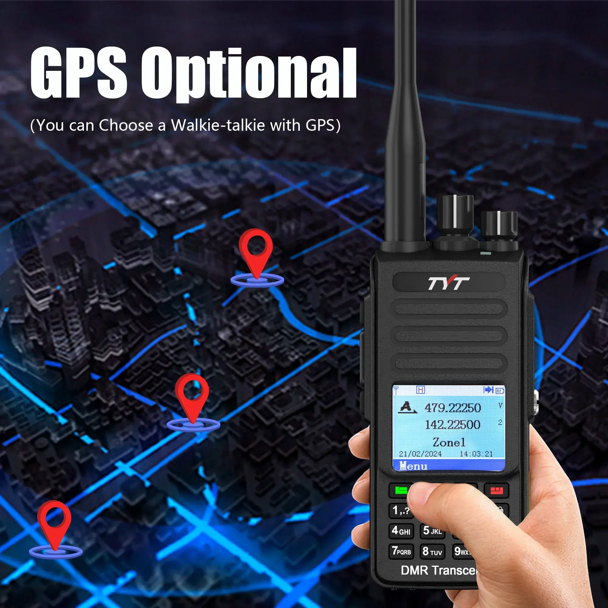 TYT MD-UV390 Plus Waterproof DMR Walkies Talkies 10W/5W GPS AES256 DMR UHF VHF 3000CH IP67 Compatible with Mototrbo Tier l & ll