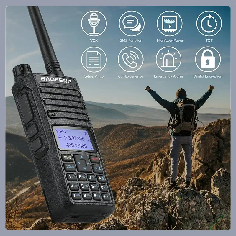 Baofeng DR-1801 Walkie Talkie Tier 1+2 Dual Time Slot Digital UV Dual Band 136-174 & 400-470MHz DMR Radio Two Way Radio DM-1801