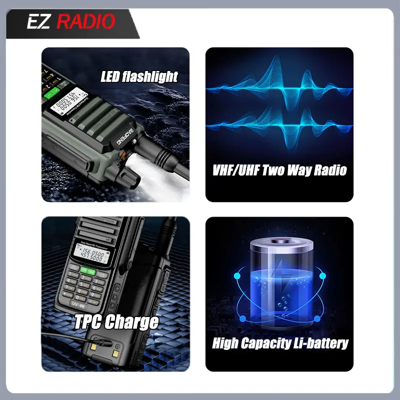 2 PCS BAOFENG UV68 Pro Max V2 10W UHF/VHF Dual Band TypeC Charger IP68 Waterproof CB Radio Long Range Ham Radio Walkie Talkie 9R