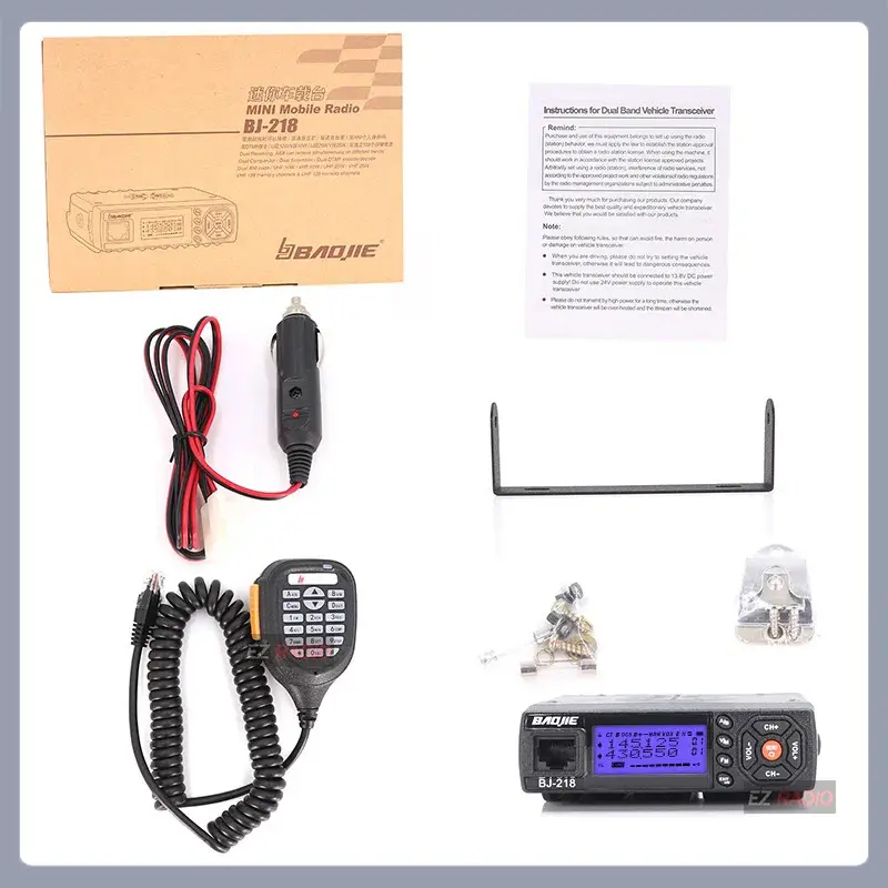 BJ-218 Professional Car Walkie Talkie 25W VHF/UHF High Gain CB Mobile Car Radio Transceiver Z218 Mini Dual Band Two Way Radio