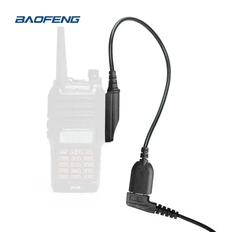 Baofeng UV-68 Pro Max Audio Adapter Cable 2 Pin K Plug Earphone Speaker Mic for UV-9R Pro UV-S22 UV-XR UV9G Waterproof Connector