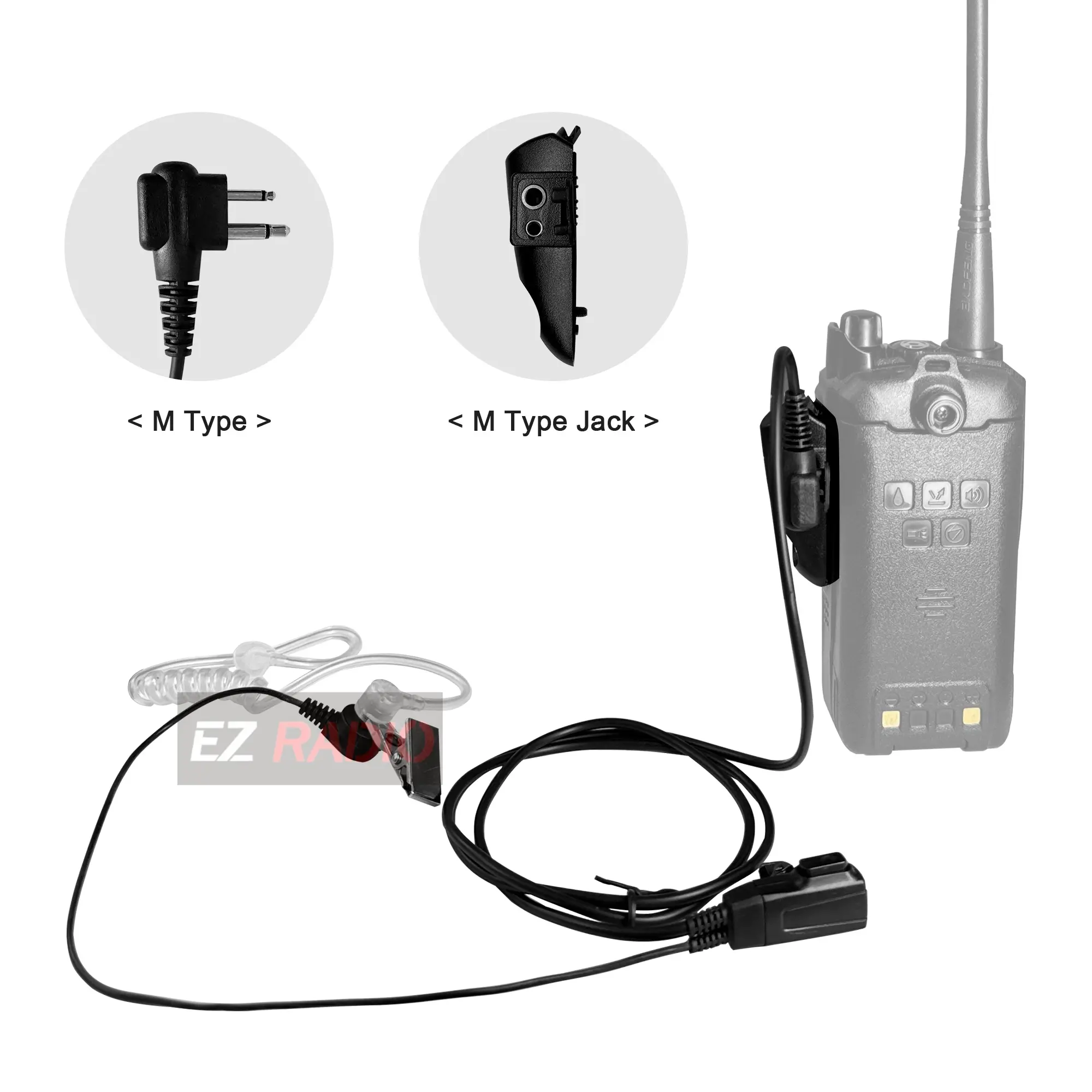 Baofeng UV-9R Pro V2 Audio Adapter Cable 2 Pin M Plug Earphone Speaker for UV-68 Pro V2 UV-XR UV-S22 GMRS-9R Radio's Accessories