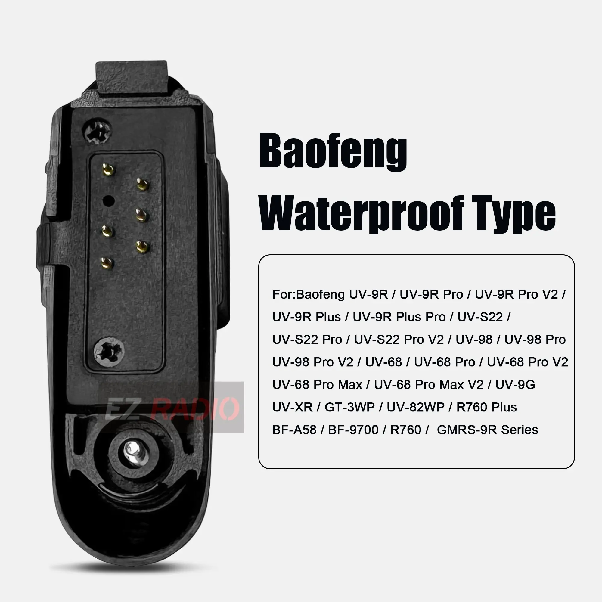 Baofeng UV-9R Pro V2 Audio Adapter Cable 2 Pin M Plug Earphone Speaker for UV-68 Pro V2 UV-XR UV-S22 GMRS-9R Radio's Accessories