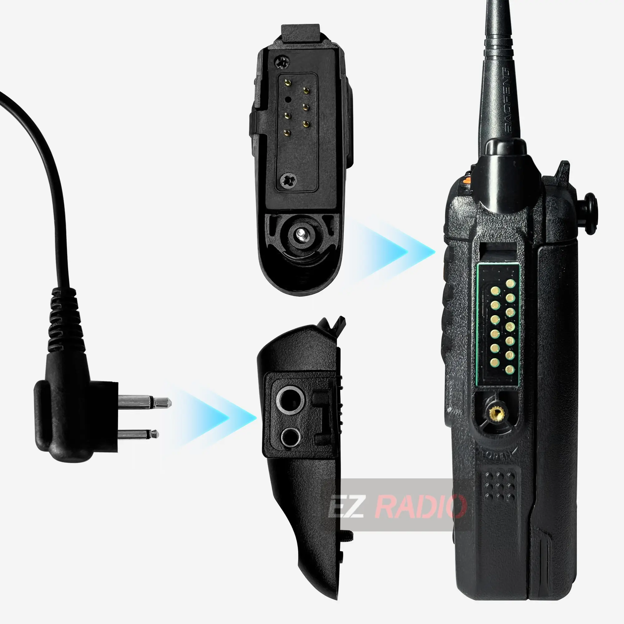 Baofeng UV-9R Pro V2 Audio Adapter Cable 2 Pin M Plug Earphone Speaker for UV-68 Pro V2 UV-XR UV-S22 GMRS-9R Radio's Accessories