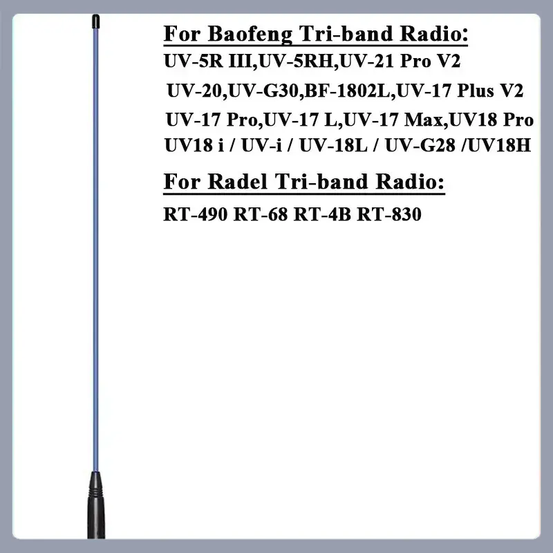 NA-771 Antenna Tri-Band VHF/UHF Antenna SMA-Female Multi-color for Baofeng Radios UV-18 Pro Max UV-17 Pro V2 UV-21 Walkie Talkie