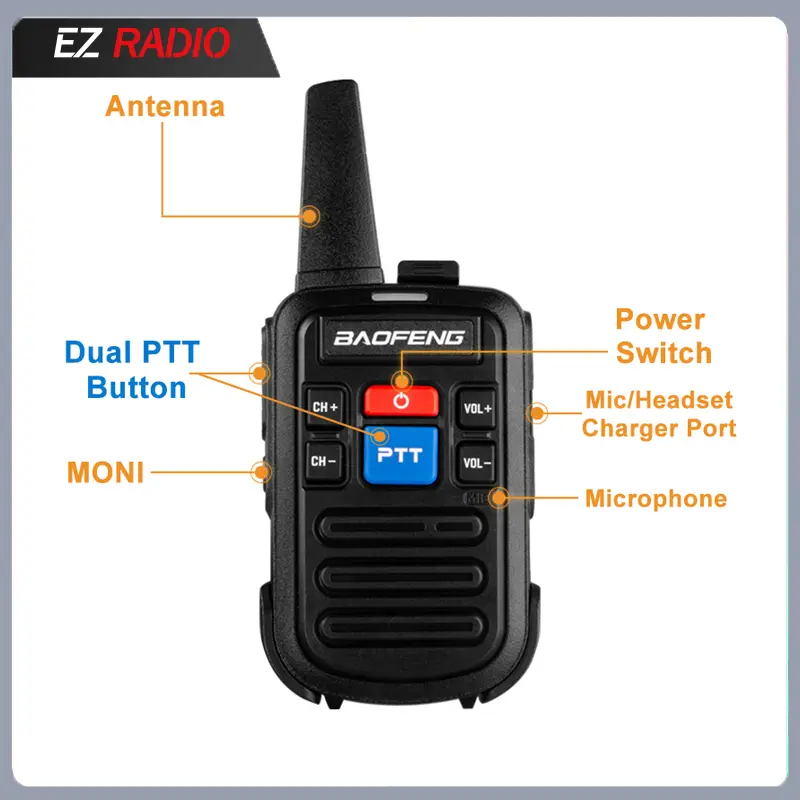 1/2/4 PCSBaofeng BF-C50 Mini Walkie Talkie UHF 400-480mhz Dual PTT Kid's Woki Toki TPC Charging HF Transceiver Children's Gift