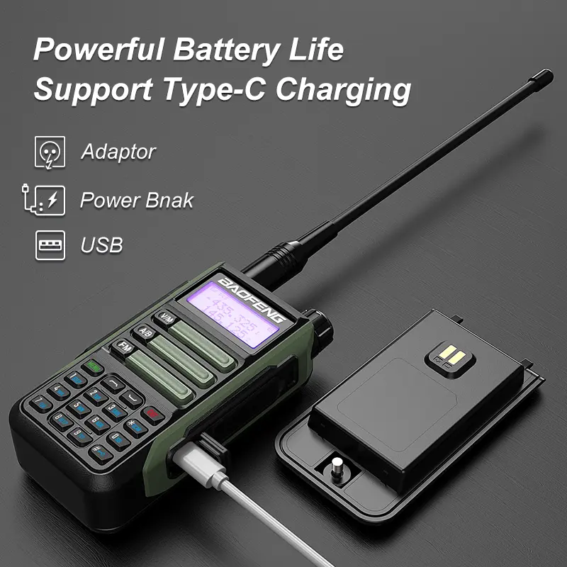 UV16 Baofeng Max Walkie Talkie Professional UV16r Ham 2 Way Radio Battery V2 Plus 10W Powerful Waterproof VHF UHF USB-C Charger