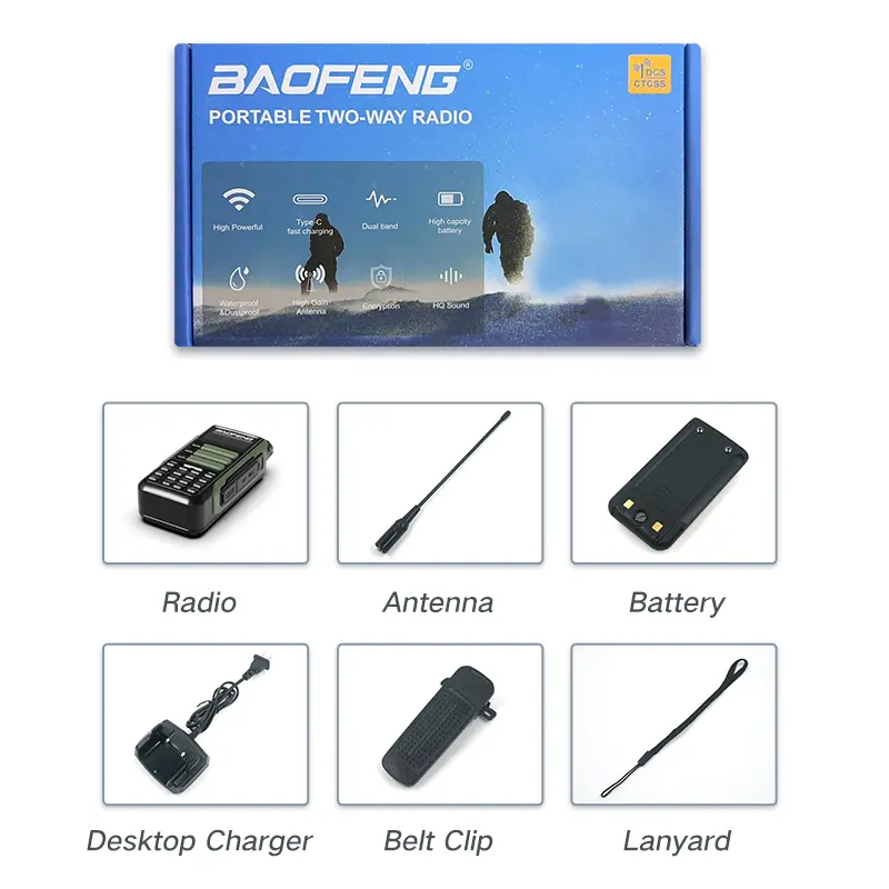 UV16 Baofeng Max Walkie Talkie Professional UV16r Ham 2 Way Radio Battery V2 Plus 10W Powerful Waterproof VHF UHF USB-C Charger