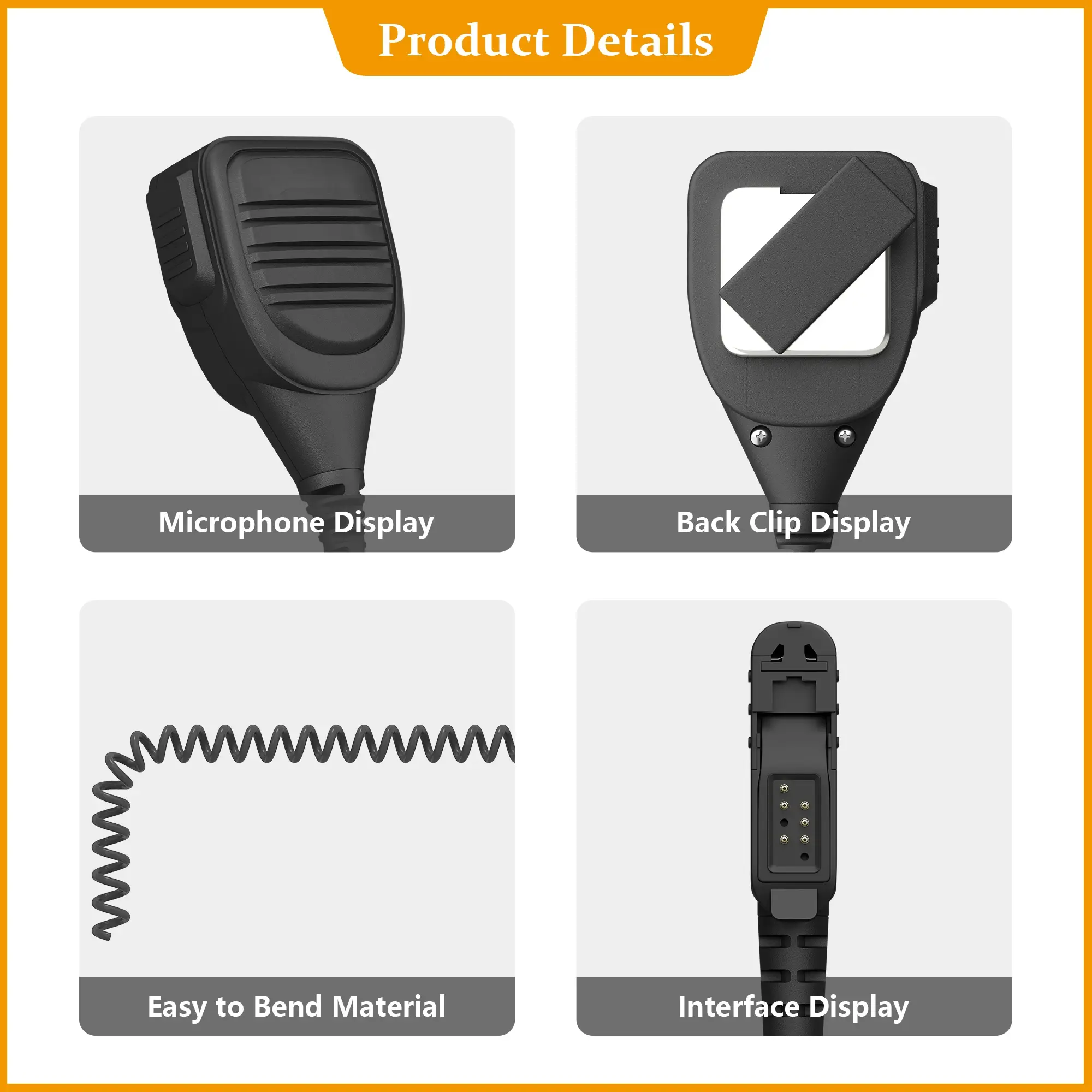 Walkie Talkie Microphone Speaker IP67 Waterproof Headset Jack Compatible with Motorola Xir P6600 P6608 P6628 E8600 Xpr3300 3500