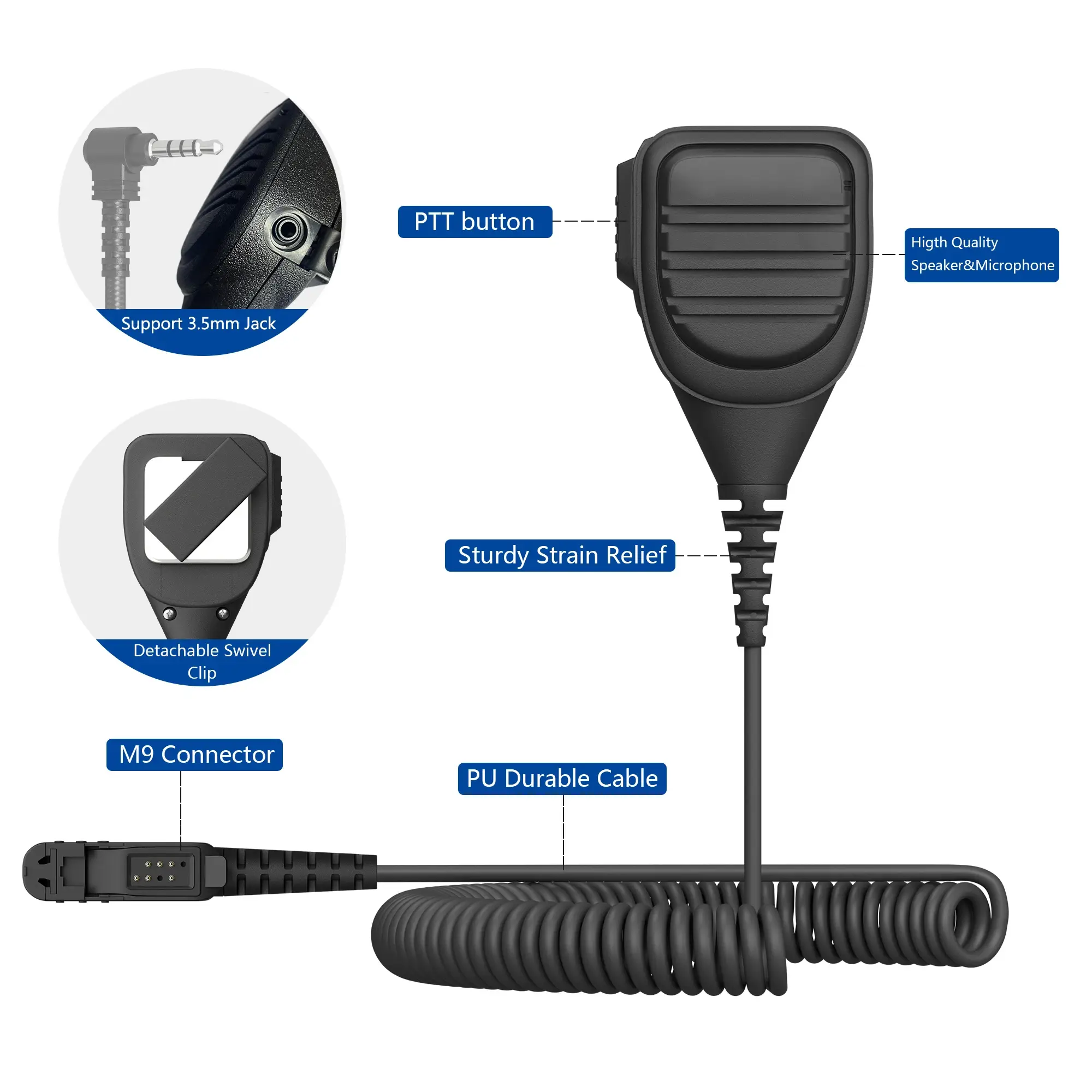 Walkie Talkie Microphone Speaker IP67 Waterproof Headset Jack Compatible with Motorola Xir P6600 P6608 P6628 E8600 Xpr3300 3500