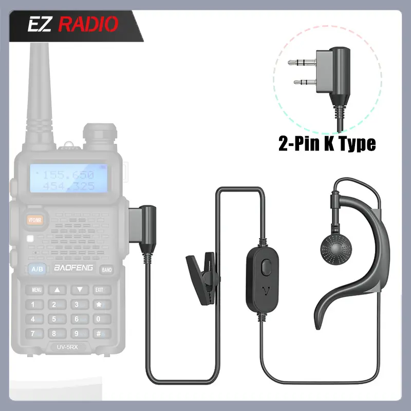 Baofeng Earpiece Headset Walkie Talkie Headphone 2-Pin K Type for UV-17 GPS UV-5RX UV-25L Quansheng UV-K6 UV-K5 CB Two Way Radio