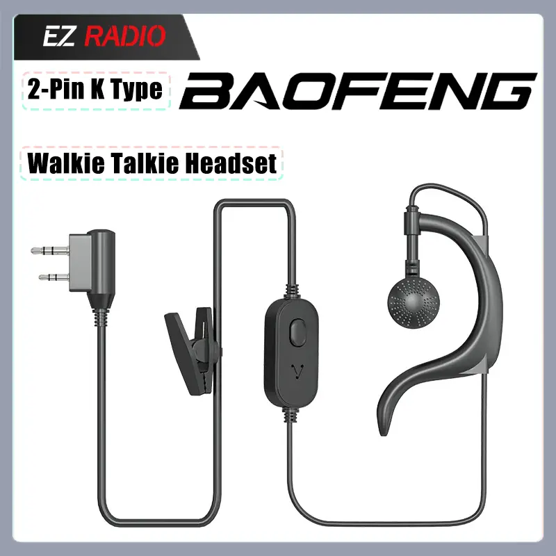 Baofeng Earpiece Headset Walkie Talkie Headphone 2-Pin K Type for UV-17 GPS UV-5RX UV-25L Quansheng UV-K6 UV-K5 CB Two Way Radio