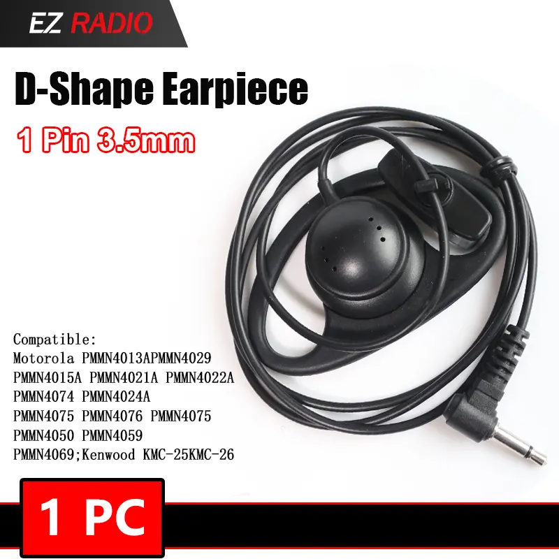 Two Way Radio Headset D Ring Earpiece 2 Pins PTT Fit for BaoFeng UV-5R UV-5RH UV-17 Max Quansheng UV-K5 UV-5R Walkie Talkie
