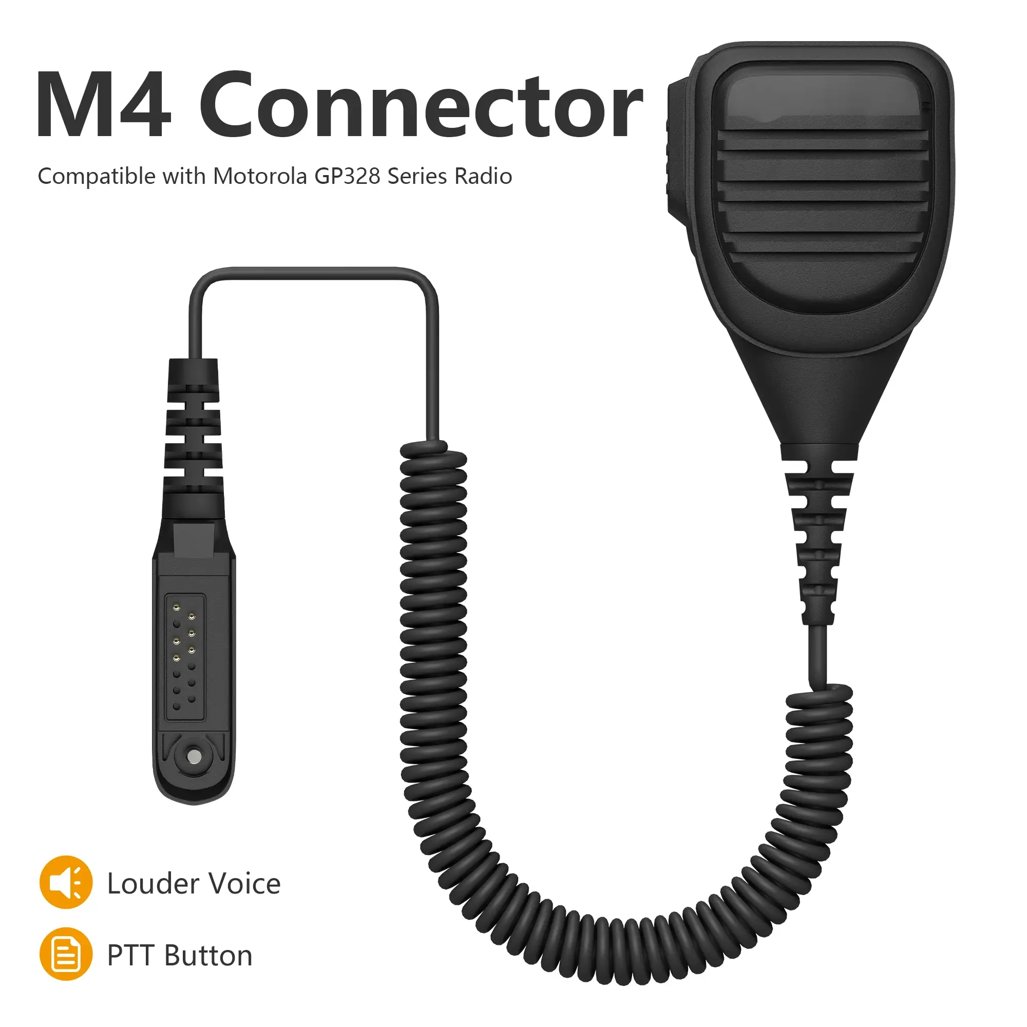 PMMN4021A Microphone Speaker Walkie Talkie Waterproof Mic Compatible with Motorola GP328 GP338 GP340 GP360 GP680 Two Way Radios