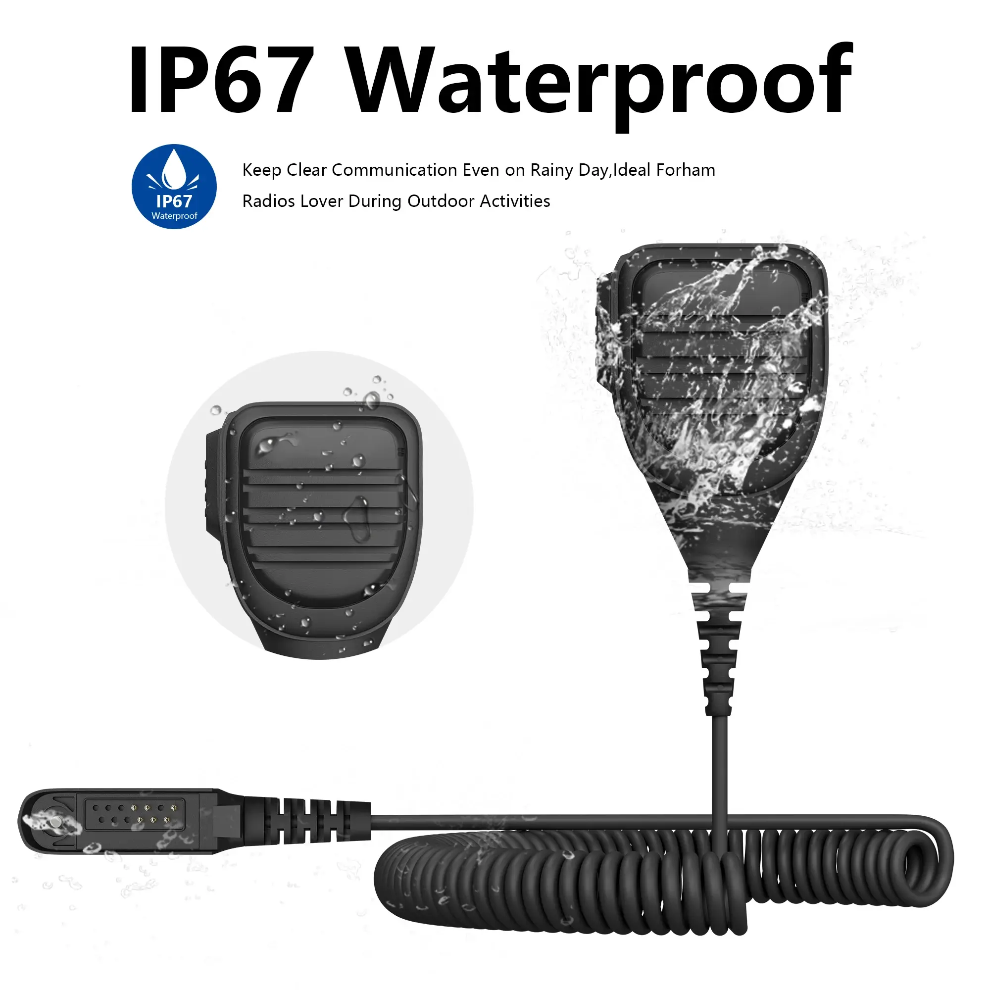 PMMN4021A Microphone Speaker Walkie Talkie Waterproof Mic Compatible with Motorola GP328 GP338 GP340 GP360 GP680 Two Way Radios