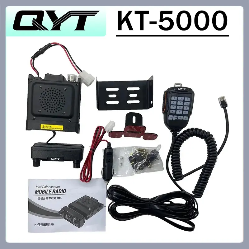 QYT KT-5000 Car Mobile Radio Separated Panel 25W 10KM VHF/UHF 136-174MHz & 400-480MHz Mini Two Way Radio Color FM Walkie Talkie