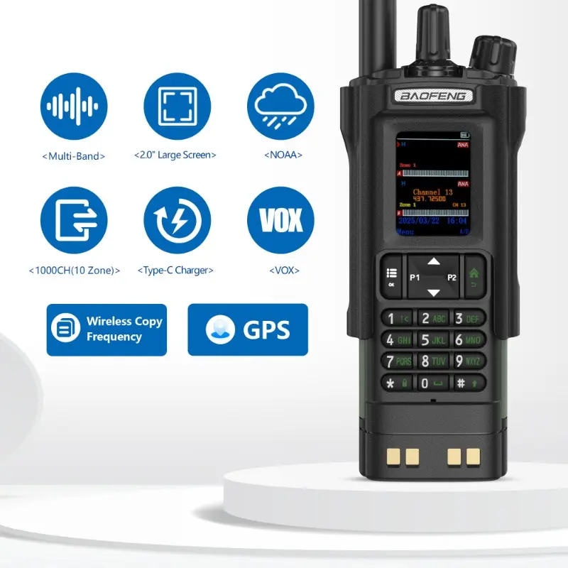 Baofeng DM-32 DMR GPS APRS 10W Analoge Digitale Walkie Talkie GMRS 999 Channel Air Band Two Way Radios DM32 Come With Belt Clip