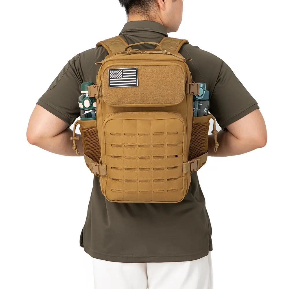 25L Tactical Backpack for Men and Women Survival Assault Pack Bag Hiking Small School Outdoor Rucksack with Bottle Holder