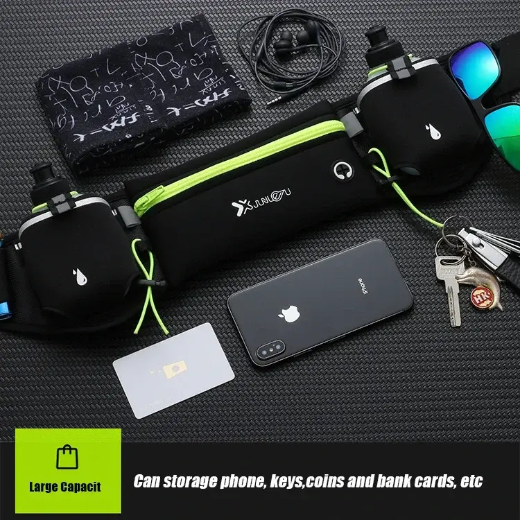 Trail Running Waist Pack For Man/Woman Marathon Phone Water Bottle Sports Fanny Pack Fitness Dual Pocket Running Belt Waist Bag
