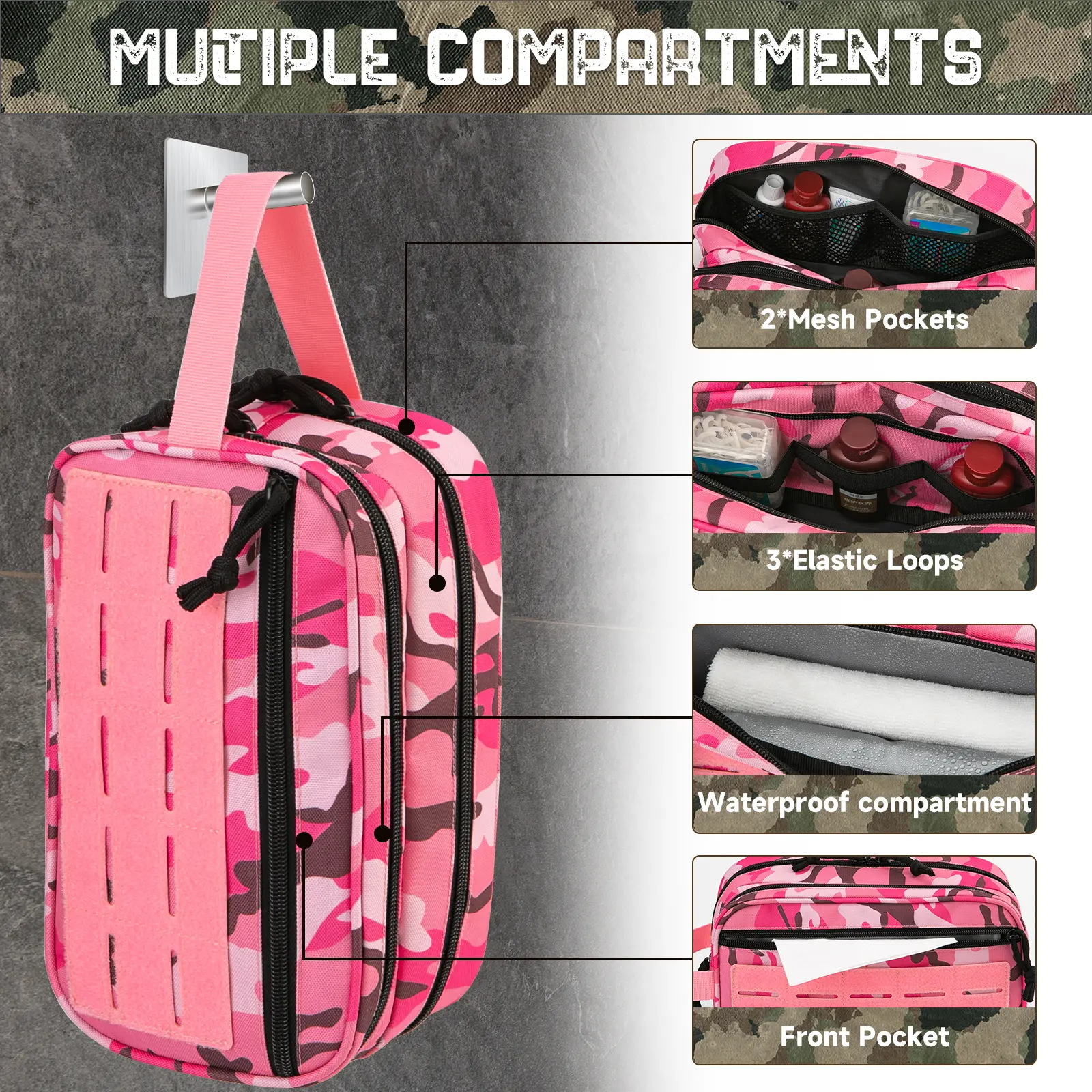 Tactical Toiletry Bag For Women Hygiene Bag EDC Tool Molle Pouches Small Dopp Kit Mens Shaving Kit Travel shower Bag