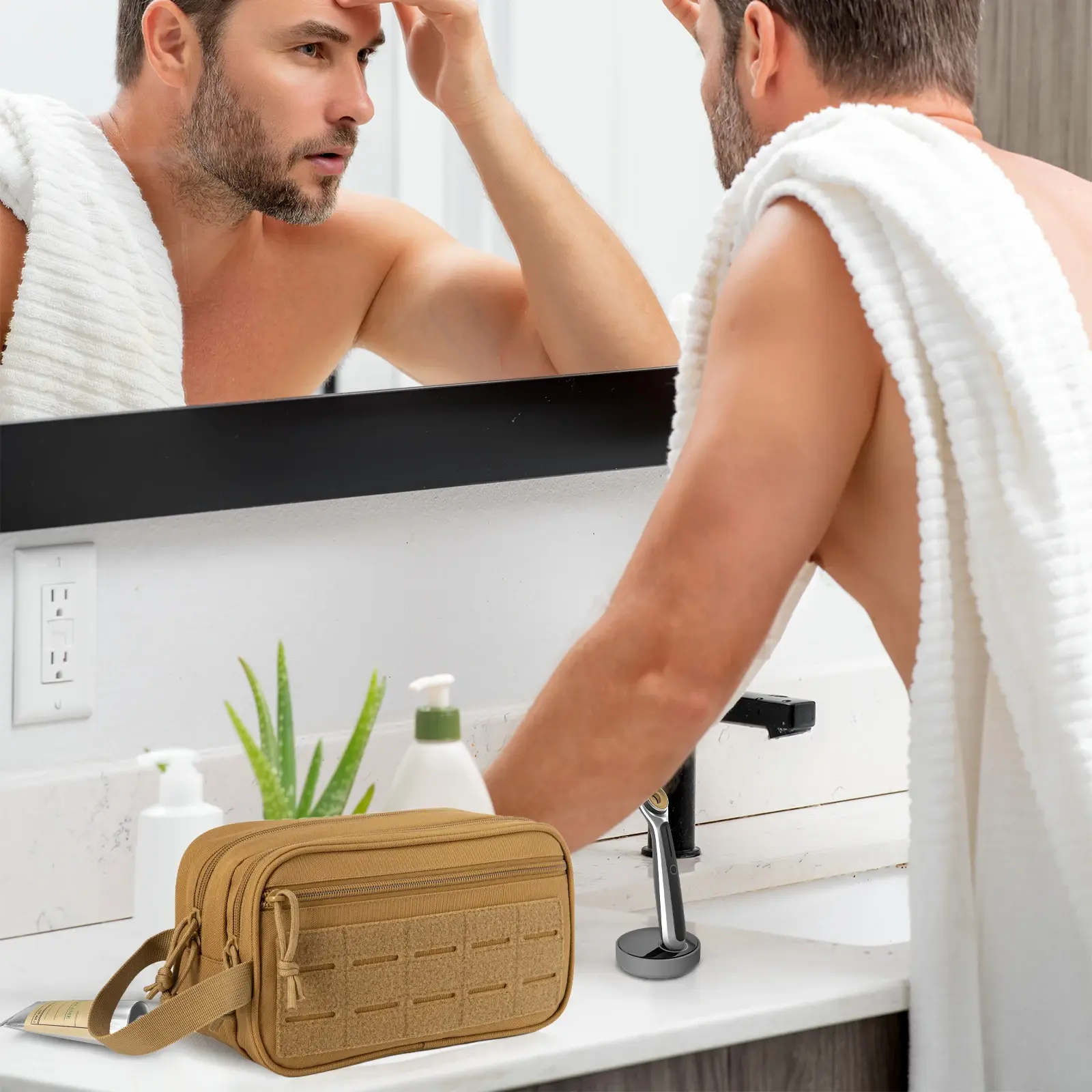 Tactical Toiletry Bag For Men Hygiene Bag Mens Shaving Kit Travel shower Makeup pouch cosmetic organizer bags Tool Molle Pouches