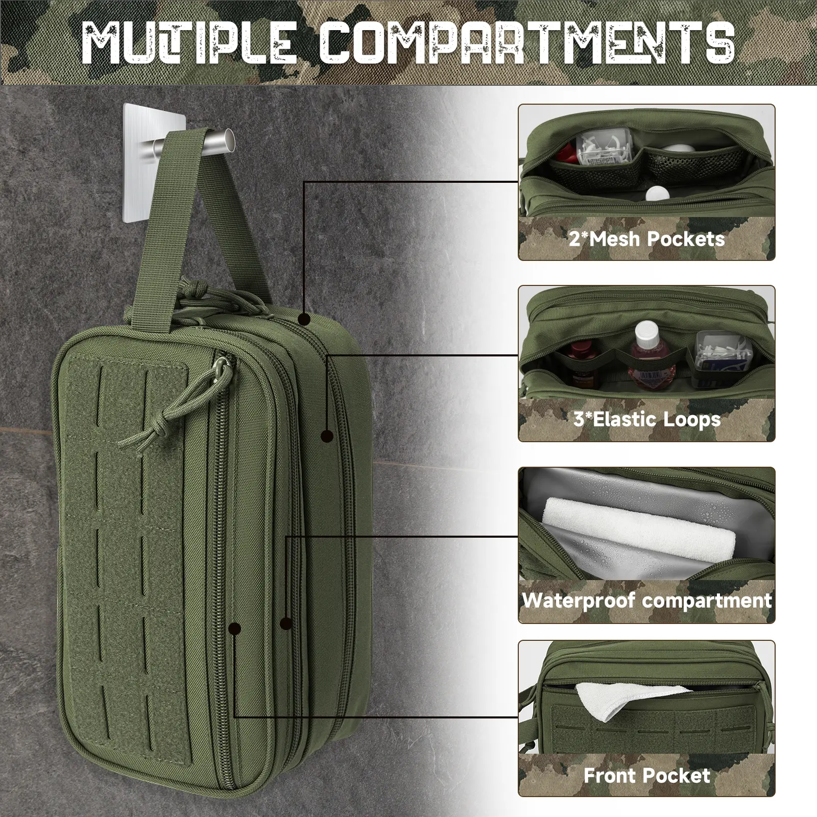 Tactical Toiletry Bag For Women Hygiene Bag EDC Tool Molle Pouches Small Dopp Kit Mens Shaving Kit Travel shower Bag