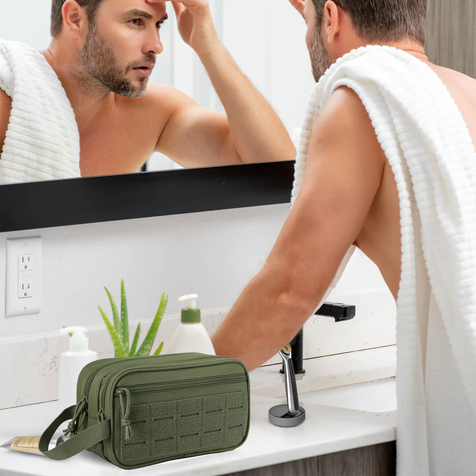 Tactical Toiletry Bag For Women Hygiene Bag EDC Tool Molle Pouches Small Dopp Kit Mens Shaving Kit Travel shower Bag