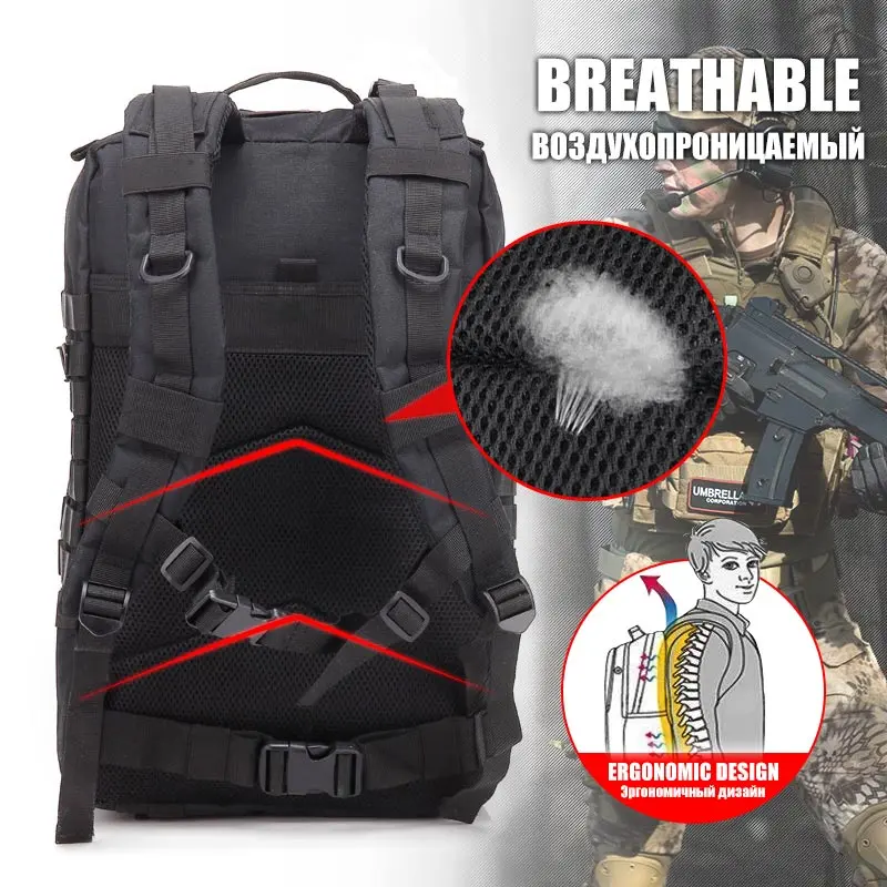 30/45L Man Tactical Backpacks HkingTraveling Bags Survival Outdoor 3P Assault Pack EDC Molle Pack For Trekking Hunting Bag