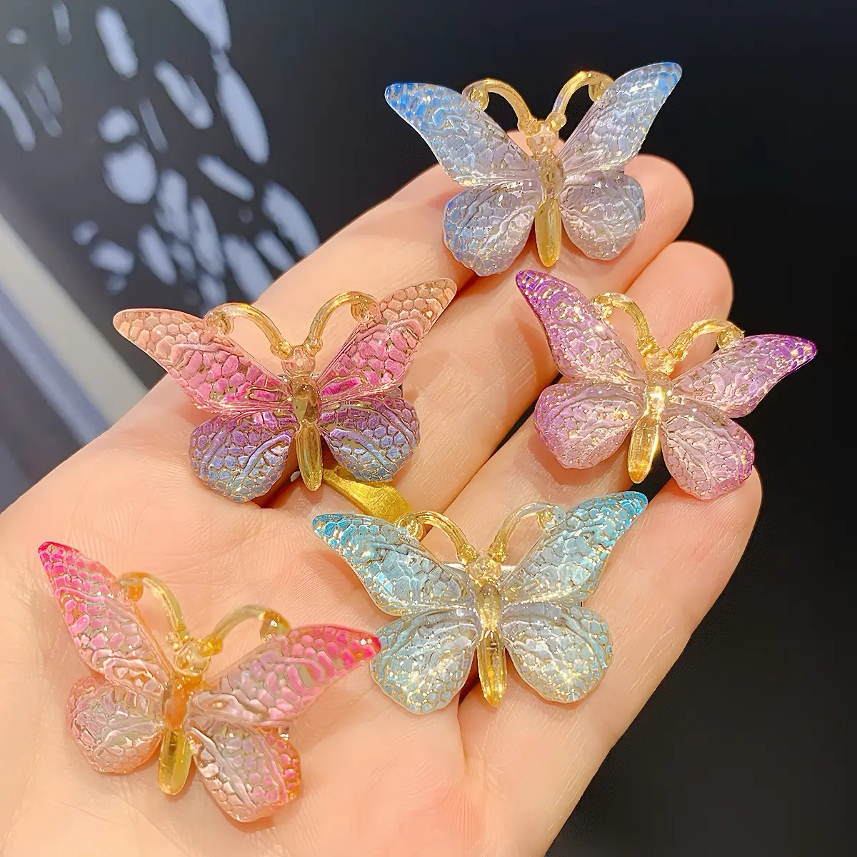 5/10/15pcs Sweet Gradient Color Butterfly Hairpin Super Fairy Three-dimensional Girl Headdress Cute Clip Hair Accessories
