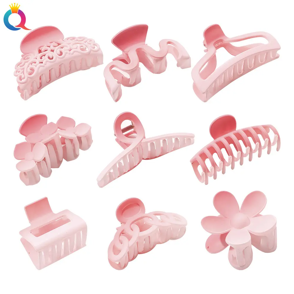 New Matte Acrylic Gradient Pink Hair Claw Hairpin Large Geometry Barrette Crab Hair Clip for Women Girl Elegant Hear Accessories