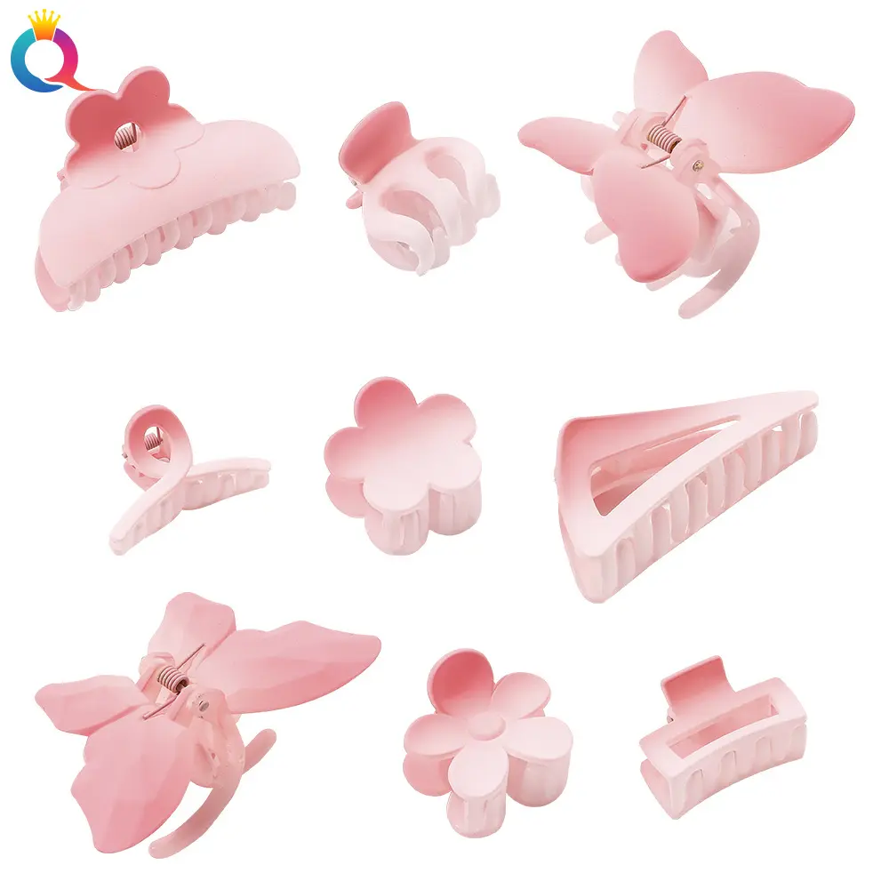 New Matte Acrylic Gradient Pink Hair Claw Hairpin Large Geometry Barrette Crab Hair Clip for Women Girl Elegant Hear Accessories