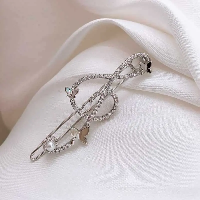 Lovely Alloy Crystal Note Hair Side Clips Hairpin for Women Girls Headband for Wedding Party Hair Accessories Headwear Ornament