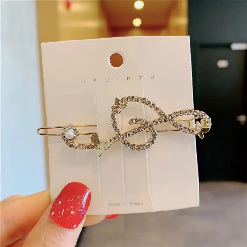 Lovely Alloy Crystal Note Hair Side Clips Hairpin for Women Girls Headband for Wedding Party Hair Accessories Headwear Ornament