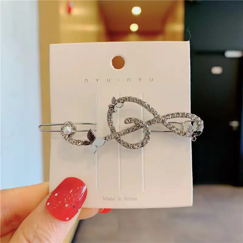 Lovely Alloy Crystal Note Hair Side Clips Hairpin for Women Girls Headband for Wedding Party Hair Accessories Headwear Ornament