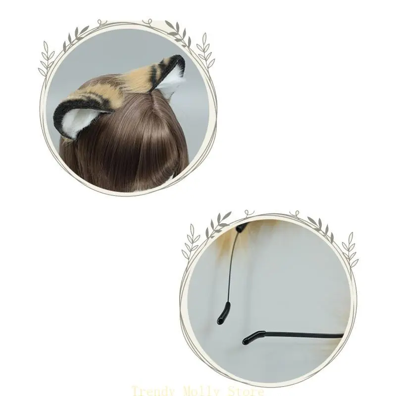 N5KB Anime Plush Ears Headband Furry Hairhoop Birthday Cosplay Hair Hoop Accessory for Kids