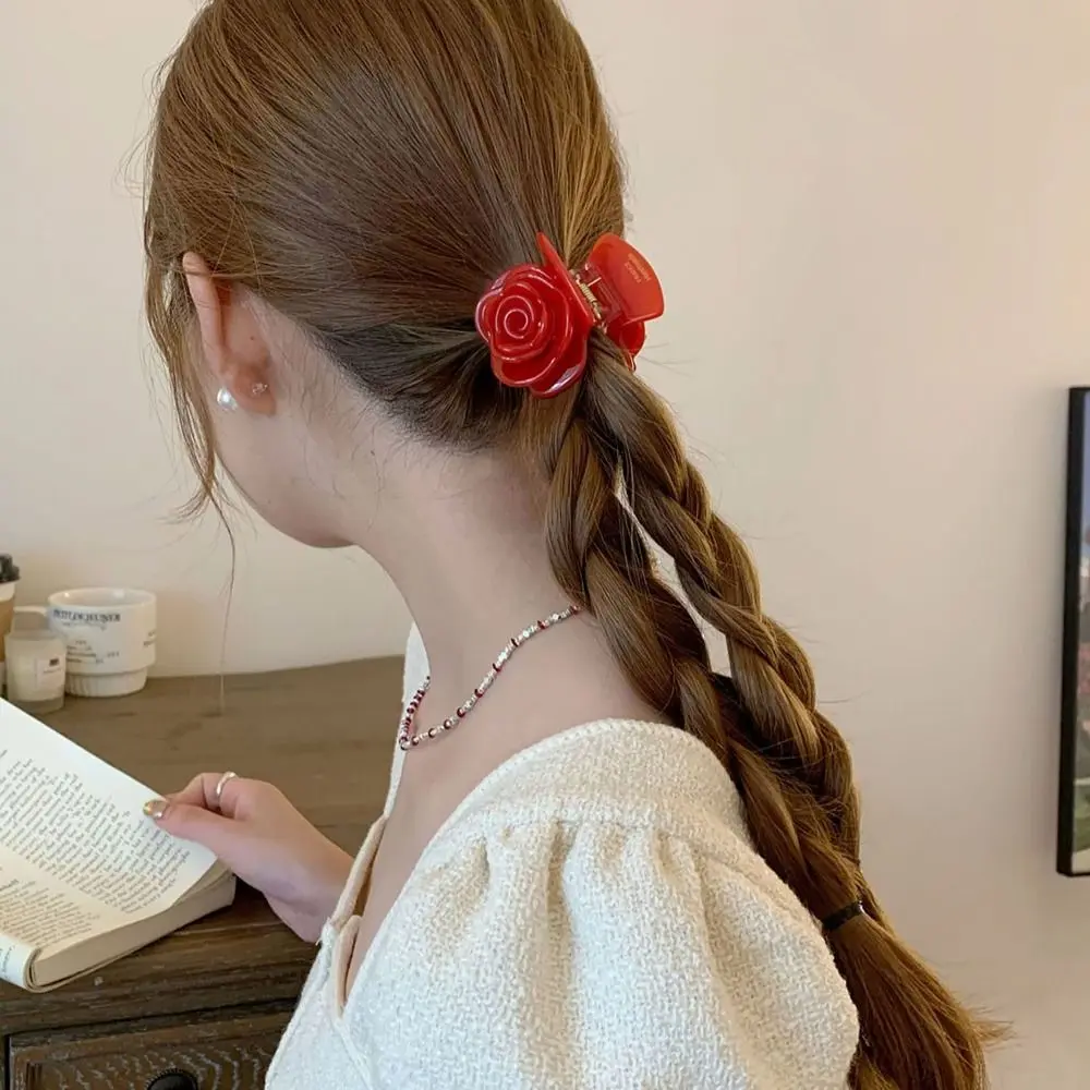 Gentle Rose Hair Clip Anti-sloughing Hair Accessories Grab Clip High Elastic Headdress Ponytail Hair Clip Braided Hair