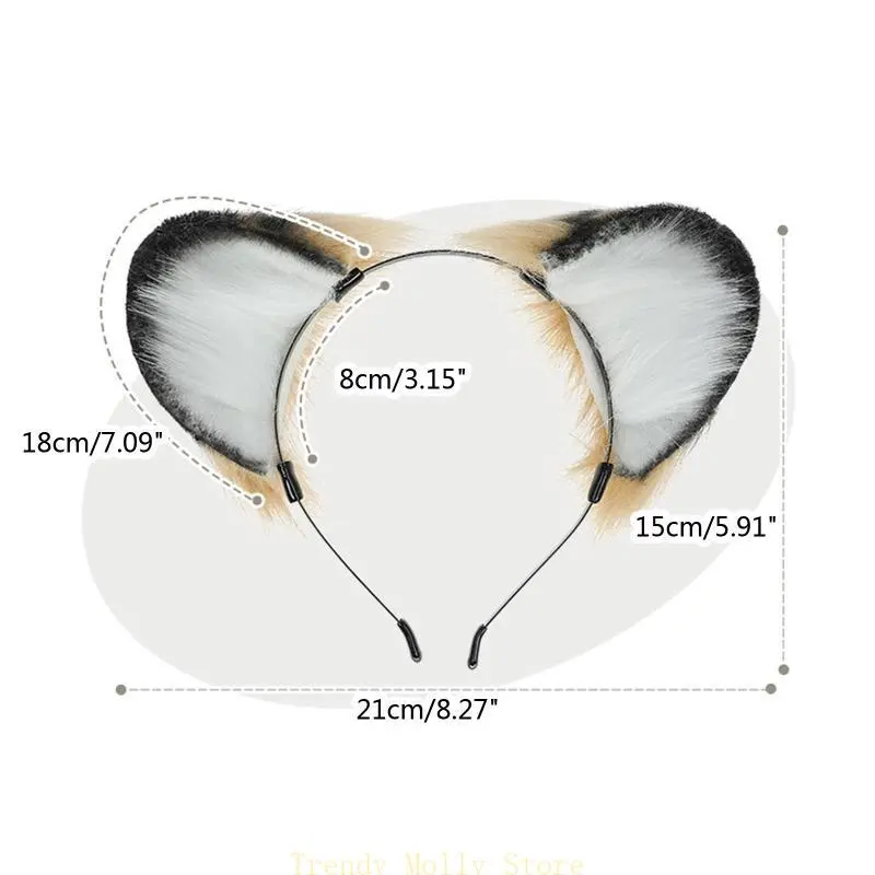N5KB Anime Plush Ears Headband Furry Hairhoop Birthday Cosplay Hair Hoop Accessory for Kids