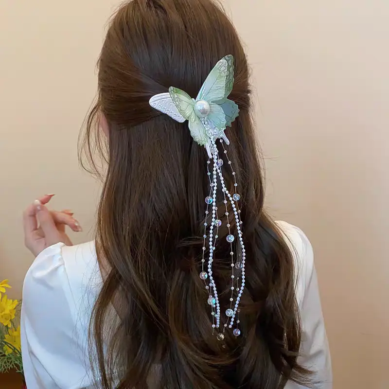 Butterfly Tassel Hairpin Women Dance Braided Styling Hair Clip Headwear Hair Accessories Girls Summer Sweet Side Clip