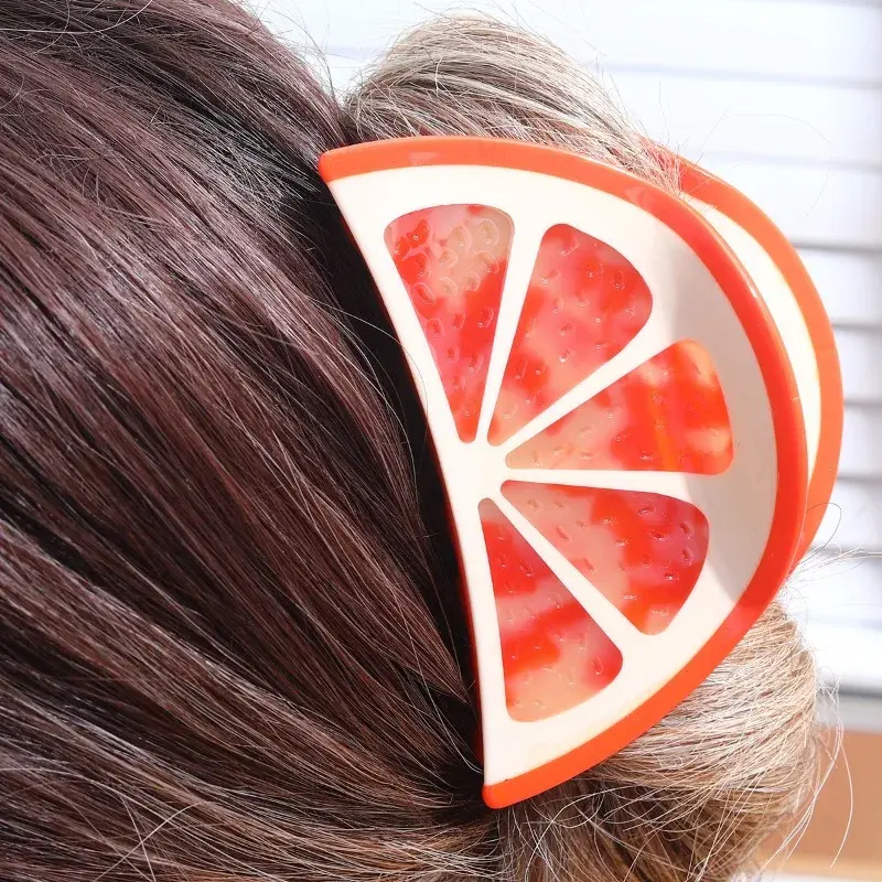 Sweet Fruits Hair Claw Orange Claw Clips Simulation Fruit Green Lemon Apple Crab Hair Clip for Woman Girls Hair Accessories