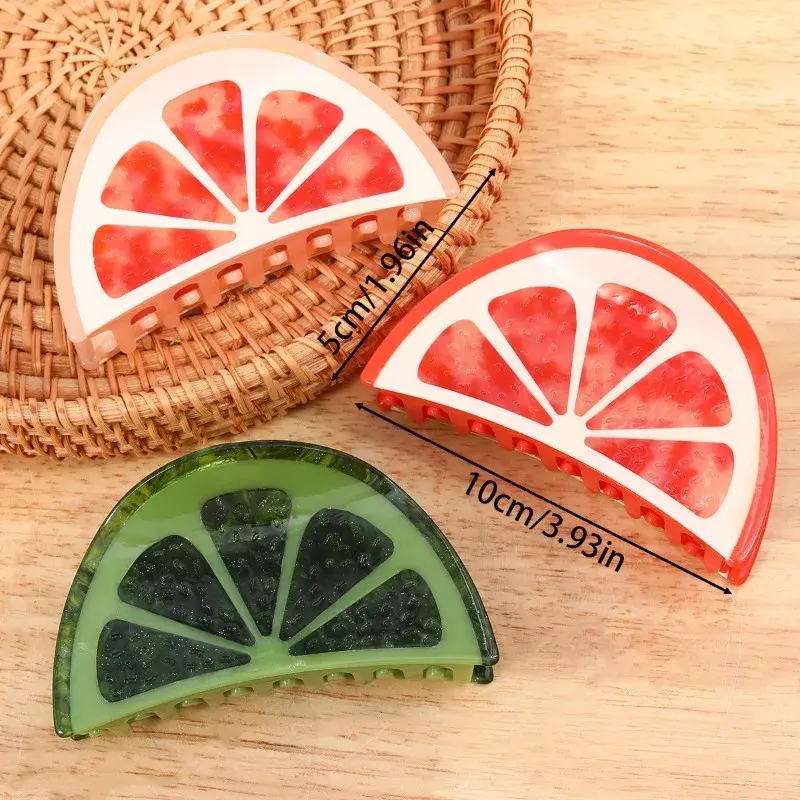 Sweet Fruits Hair Claw Orange Claw Clips Simulation Fruit Green Lemon Apple Crab Hair Clip for Woman Girls Hair Accessories