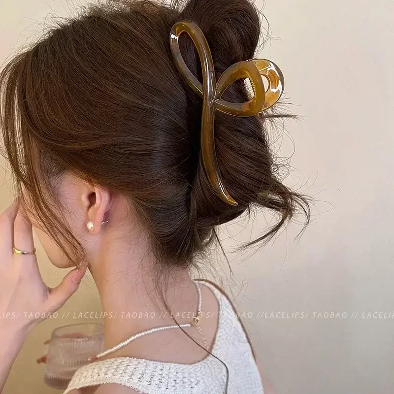 Elegant Jelly Color Bow Hair Claw For Women Girls Sweet Ornament Back Headband Hair Clips Hairpin Fashion Hair Accessories