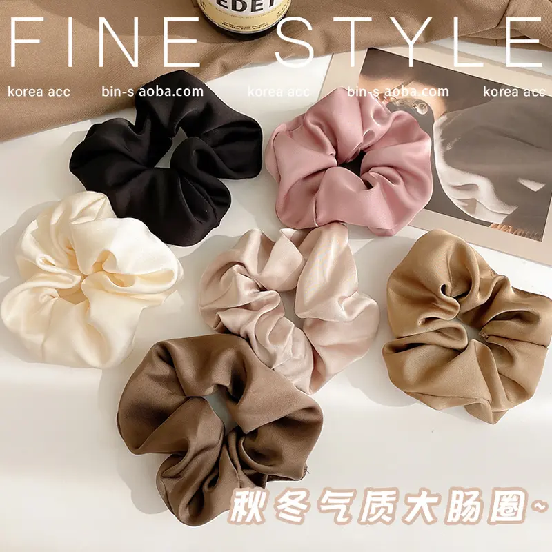 French Style Women Silk Scrunchie high sense Solid Color Hair Bands ladies Sports Dancing Ponytail Holder Hair Accessories Ties