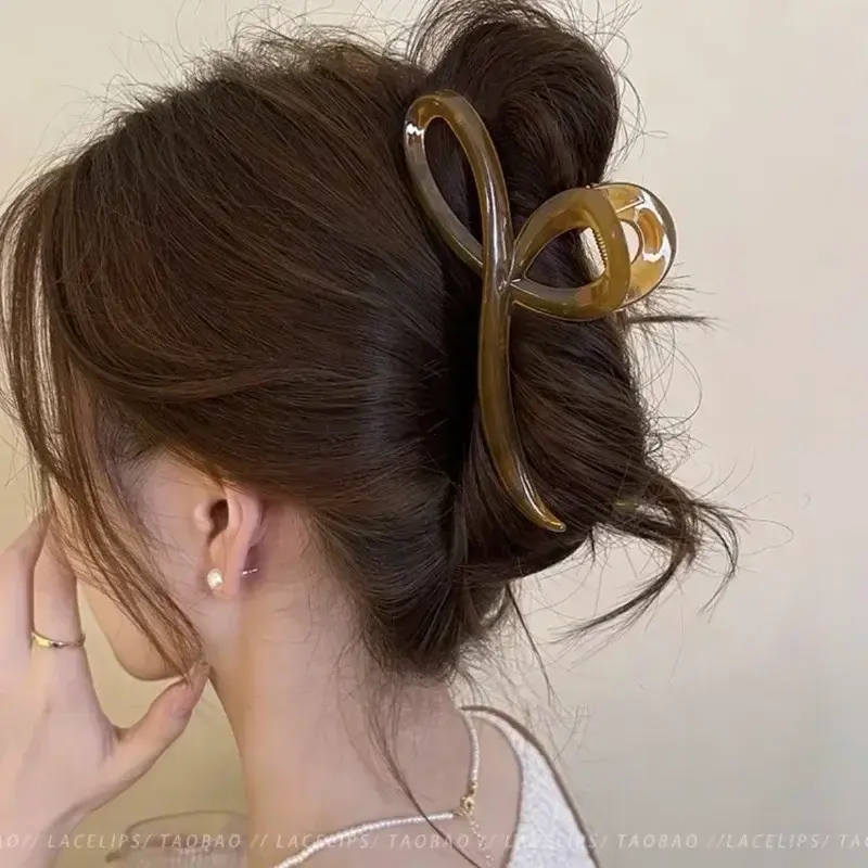 Elegant Jelly Color Bow Hair Claw For Women Girls Sweet Ornament Back Headband Hair Clips Hairpin Fashion Hair Accessories
