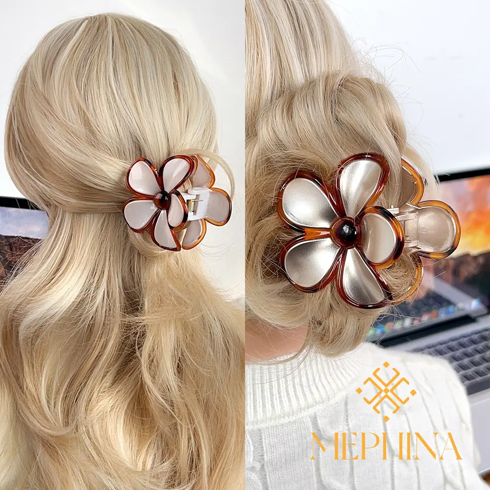 MEPHINA Classy Hair Claw Clips Flower Hair Claws Montage Hair Clips Vintage Hair Pins Elegant Hair Claws Accessories for Women