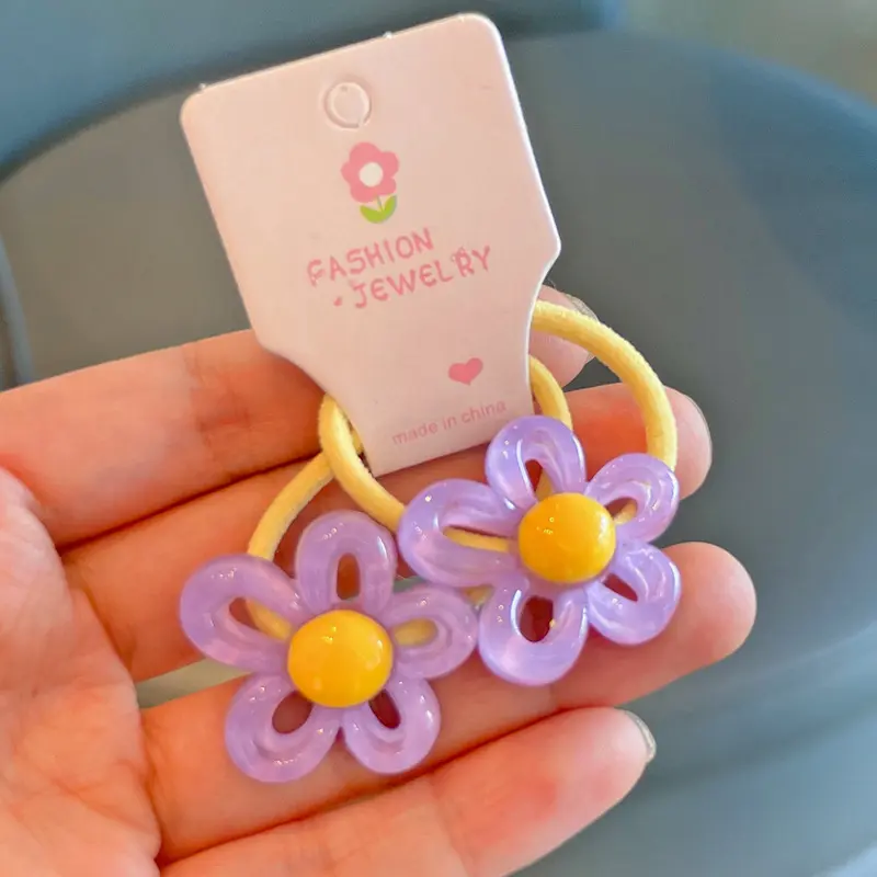 2PCS Transparent Irregular Hollow Flowers Princess Hair Accessories Girls Elastic Hair Bands Children Headwear Baby Hair Ties