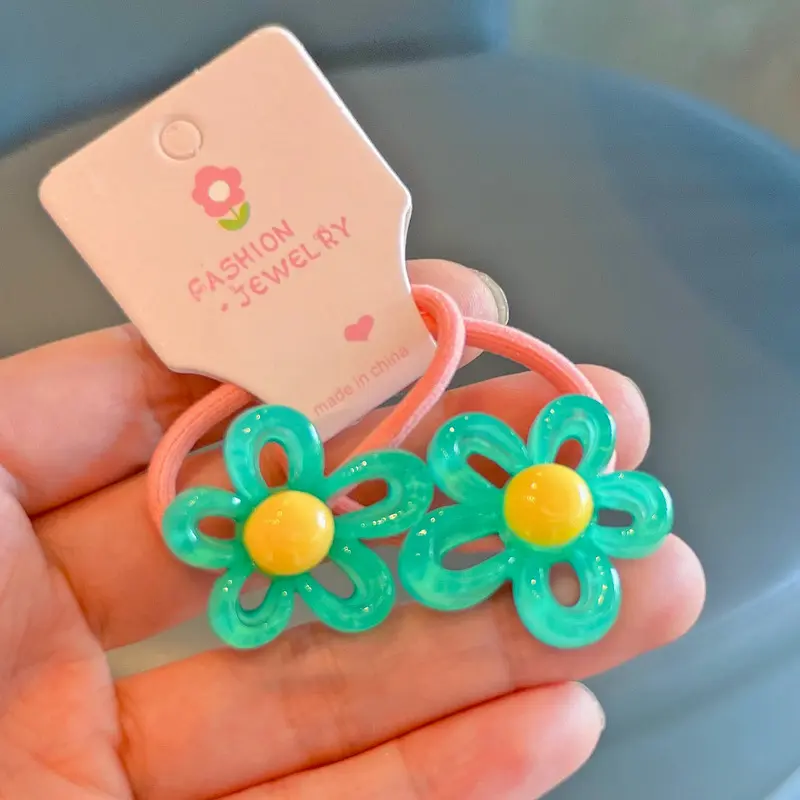 2PCS Transparent Irregular Hollow Flowers Princess Hair Accessories Girls Elastic Hair Bands Children Headwear Baby Hair Ties