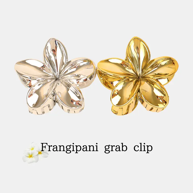 8CM Metal Gold Silver Color Flower Hair Claw for Women Large Hair Crab Clamps Ponytail Shark Clip Headdress Hair Accessories
