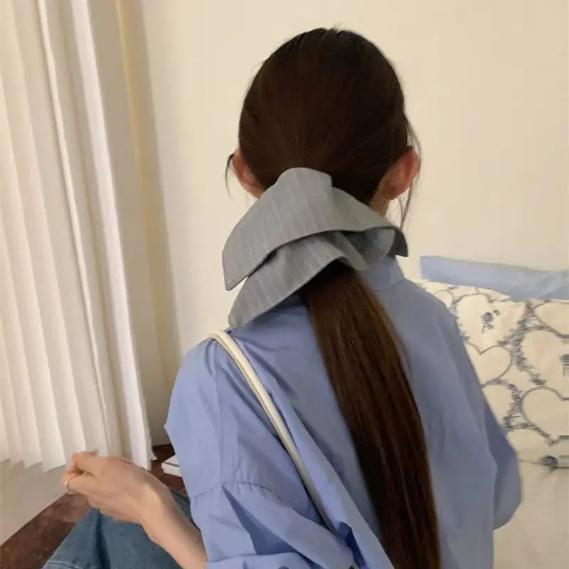 1pc Korean striped fabric square scarf, large intestine headband, low temperament ponytail headband hair accessory