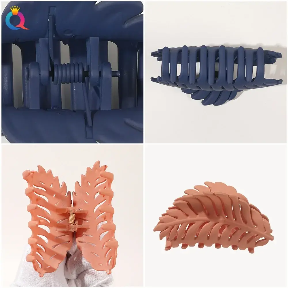 Matte Leaf Shape SolidColor Hair Claw for Women Frosted Grab Clip Bun Hair Accessories Styling Tool Ins Simple All-Match Hairpin